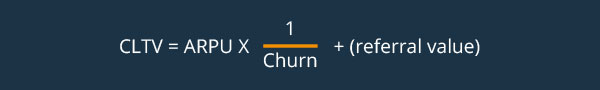 Customer Life Time Value : Average Revenue Per User *(1/Churn rate) + (referral value)
