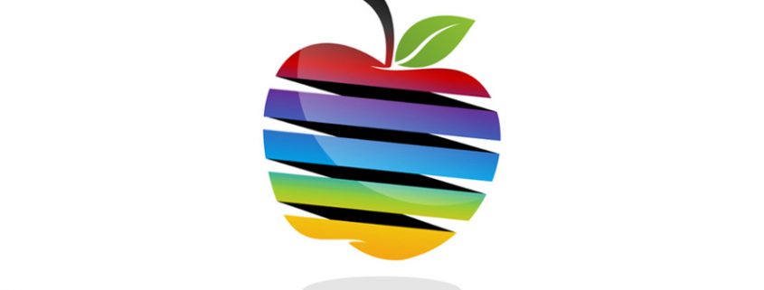 Apple in rainbow colours