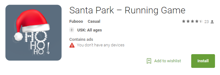 The name and the icon of the app Santa Park - Running Game