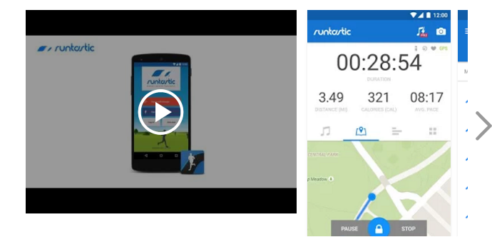 The presentation of screenshots and video of Runtastic in the app store.